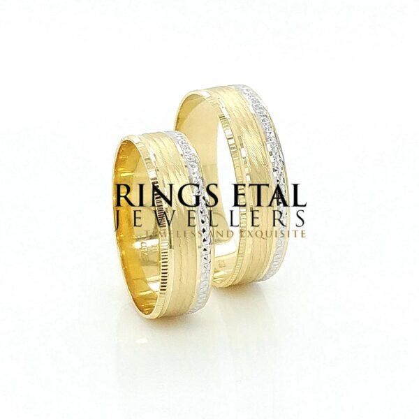 Damuchy 6mm, two tones wedding bands in 18 karats Italian gold