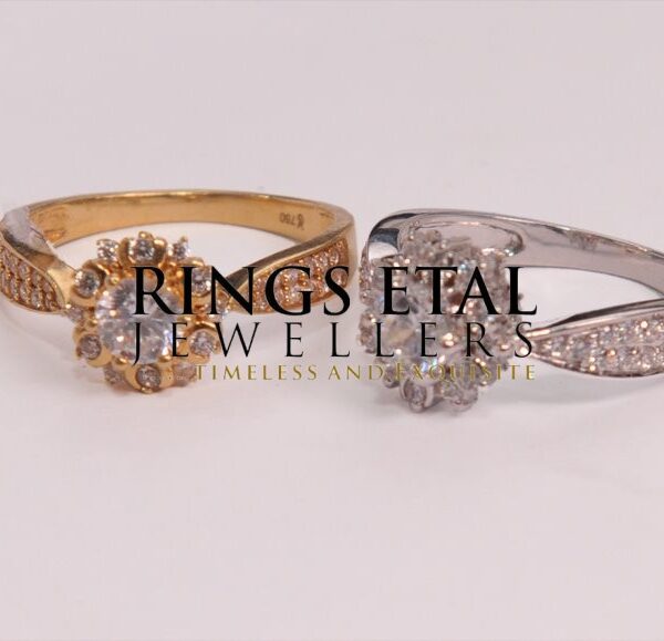 Floral design engagement ring in 18 karats gold