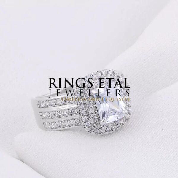 Sterling silver engagement ring with cubic zirconia stones