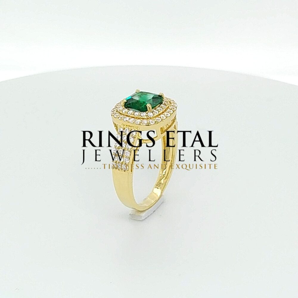 Topsy engagement ring with emerald stone (Cubic zirconia stones) 2