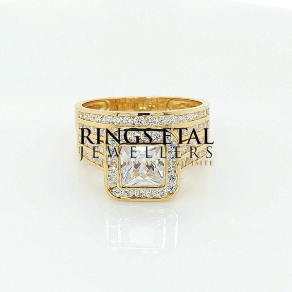 Ziona Bridal set with double channel  embedded stone setting in 18 karats gold