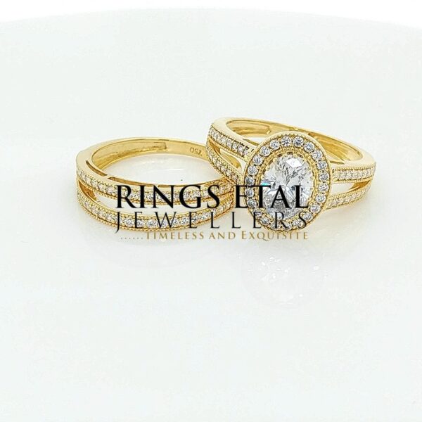 Ayomzy bridal set in 18 karats with Italian Gold, dual shank Swarovski Stones